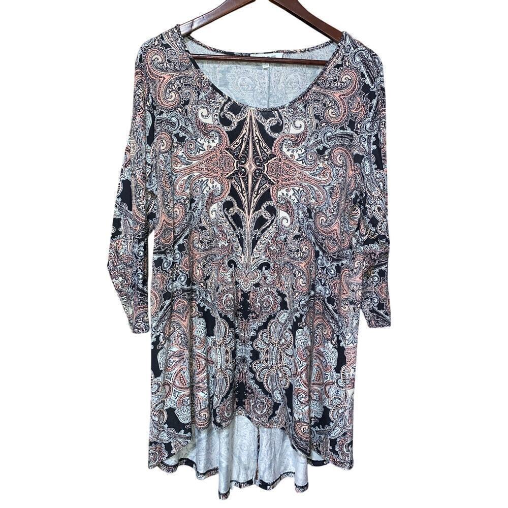 Rose + Olive Tunic Top slit in back very soft size 1X